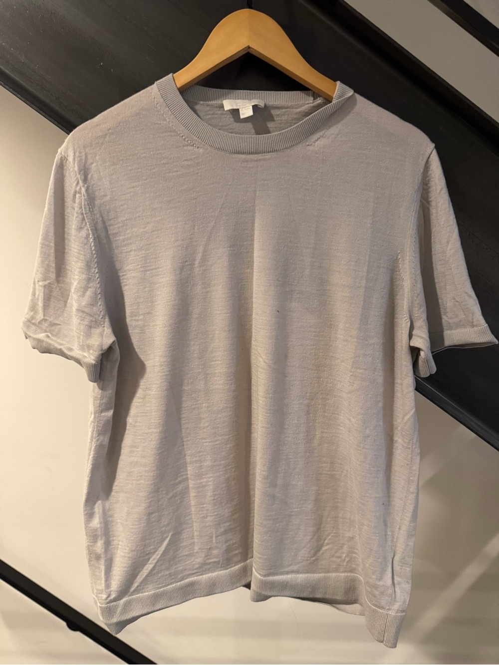 COS Light Gray Crewneck knitted Short Sleeve Tee